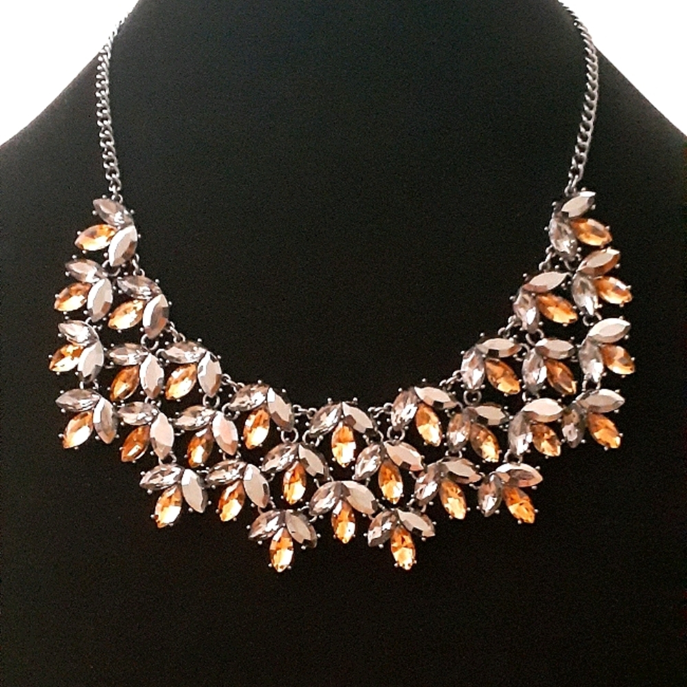 ⚡️SOLD⚡️- INC Rhinestone Collar Necklace - Black/Gold - 16"